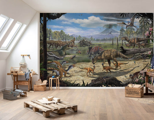 National Geographic Dinosaurs on the Shore Non-Woven Wallpaper Mural 450 cm x 280 cm (177" x 110")
