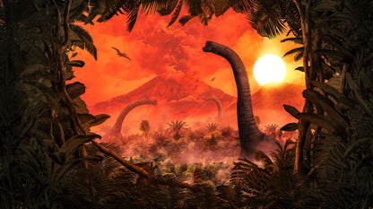 Brachiosaurus Dinosaurs Giant Bedroom Size Orange Animal Non-woven photo wallpaper 500 cm x 280 cm | 196" x 110"