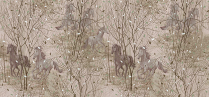 Running Horses Bronze Forest Animal Non-woven photo wallpaper 600 cm x 280 cm | 236" x 110"