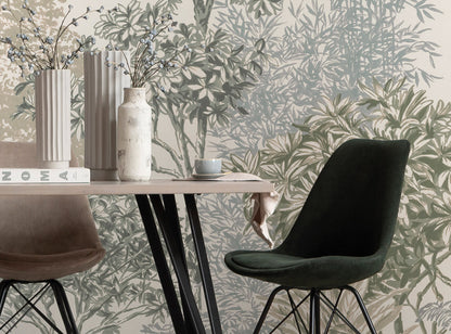 Painted Palms Living Room Botanical Non-woven photo wallpaper  350 cm x 250 cm | 137" x 98"