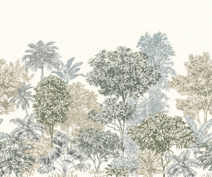 Painted Palms Living Room Botanical Non-woven photo wallpaper  350 cm x 250 cm | 137" x 98"