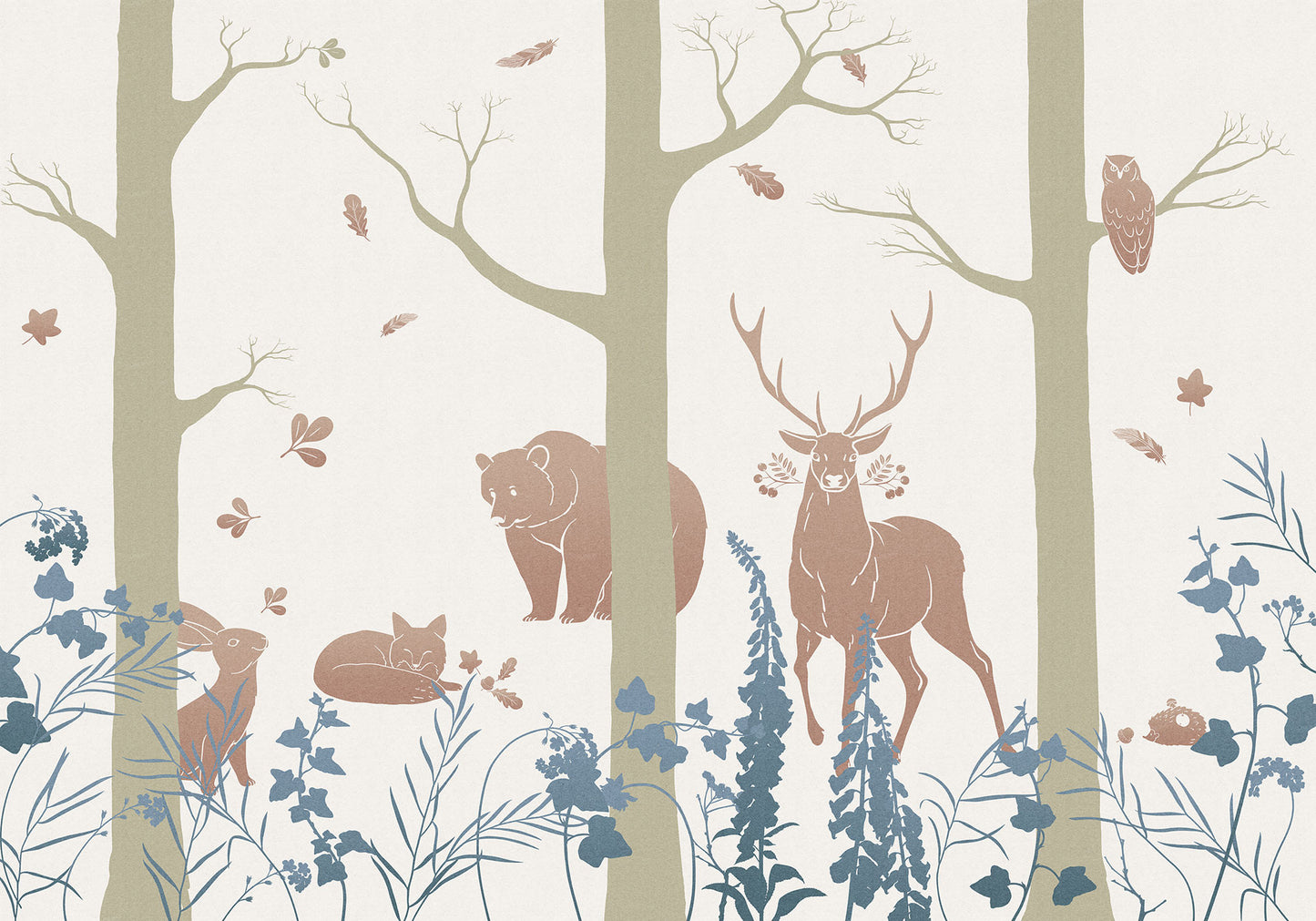 Forest Animals Children Bedroom Brown Animal Non-woven photo wallpaper 400 cm x 280 cm | 157" x 110"