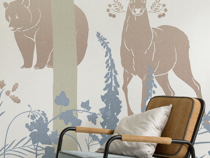 Forest Animals Children Bedroom Brown Animal Non-woven photo wallpaper 400 cm x 280 cm | 157" x 110"