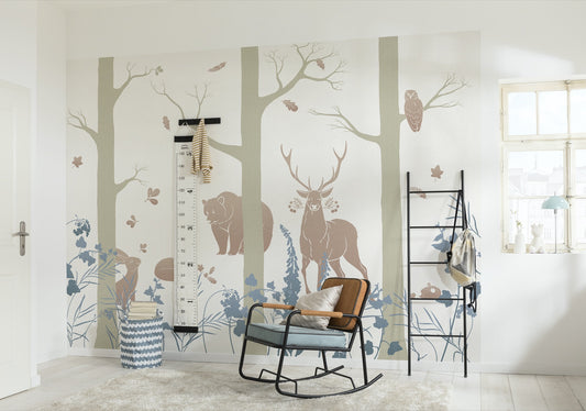 Forest Animals Children Bedroom Brown Non-woven photo wallpaper