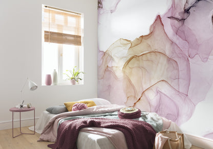 Shiny Fluid Pink Marble Imitation Stone Non-woven photo wallpaper 400 cm x 280 cm | 157" x 110"