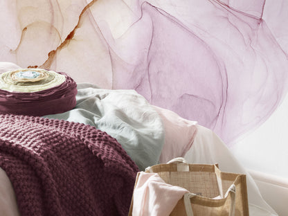 Shiny Fluid Pink Marble Imitation Stone Non-woven photo wallpaper 400 cm x 280 cm | 157" x 110"
