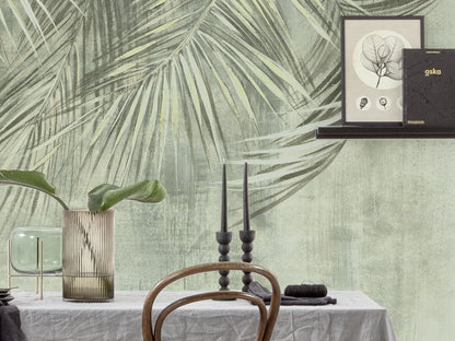 Palm Fronds Green Botanical Botanical Non-woven photo wallpaper  350 cm x 250 cm | 137" x 98"