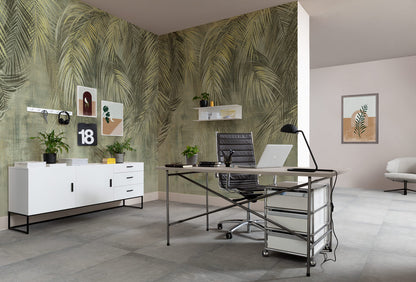 Palm Fronds Green Botanical Botanical Non-woven photo wallpaper  350 cm x 250 cm | 137" x 98"