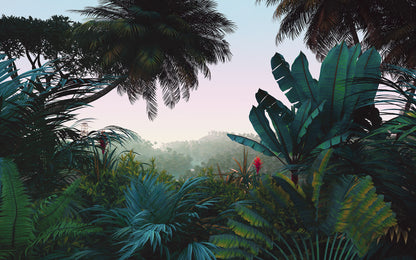 Jungle Morning Green Botanical Living Room Nature Non-woven photo wallpaper 400 cm x 250 cm | 157" x 98"