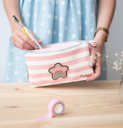 Pusheen Cat Pink Star Girly Pencil Case 215x120x17 mm