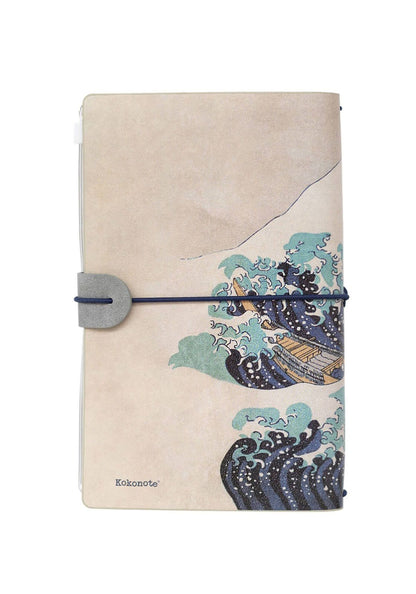 Hokusai Great Wave Travel Leather Journal Art Notebook 11,7x19,6 cm