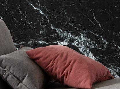Black and Blue Icy Marble Imitation Living Room Stone Non-woven photo wallpaper 400 cm x 250 cm | 157" x 98"