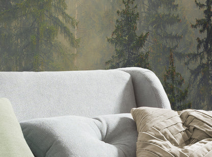 Mistical Forest Foggy Scenery Nature Non-woven photo wallpaper 400 cm x 250 cm | 157" x 98"