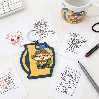 League Of Legends Teemo Keyring Gifts For Gamer Under 10 Pounds Keychain 4,5x7 cm