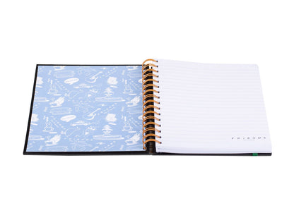 Friends Infographic black lined A5 Spiral Journal Movie Notebook 210x141 mm