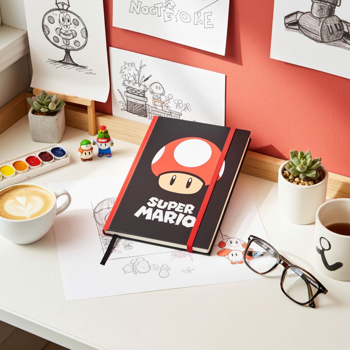 Super Mario Mushroom Lined Hardback A5 Notebook 148x210 mm