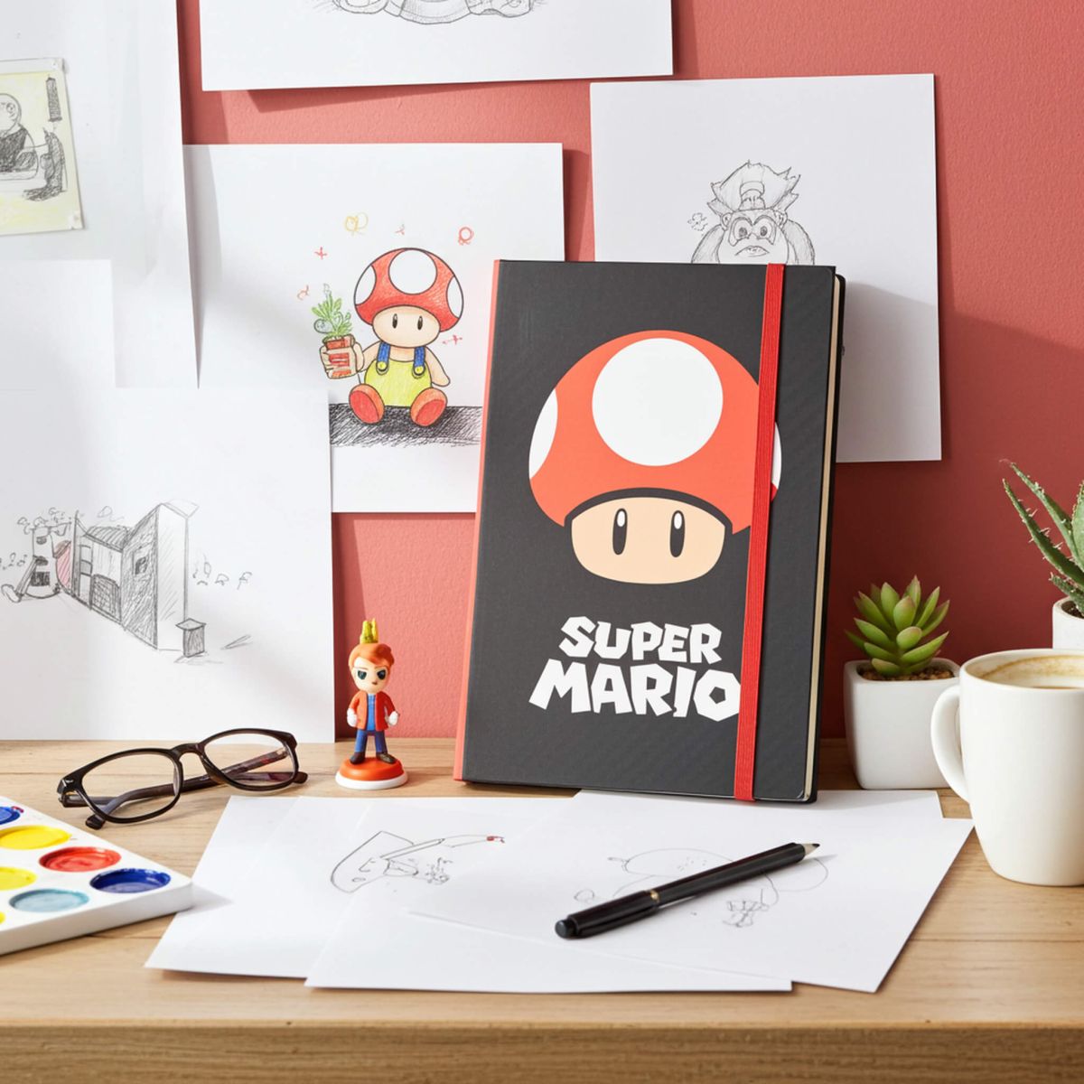 Super Mario Mushroom Lined Hardback A5 Notebook 148x210 mm
