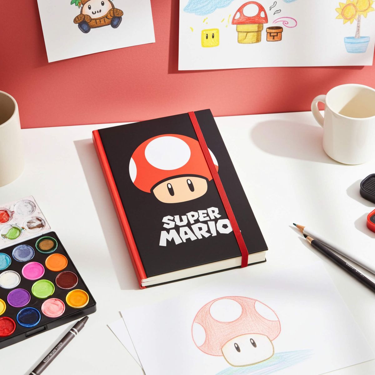 Super Mario Mushroom Lined Hardback A5 Notebook 148x210 mm