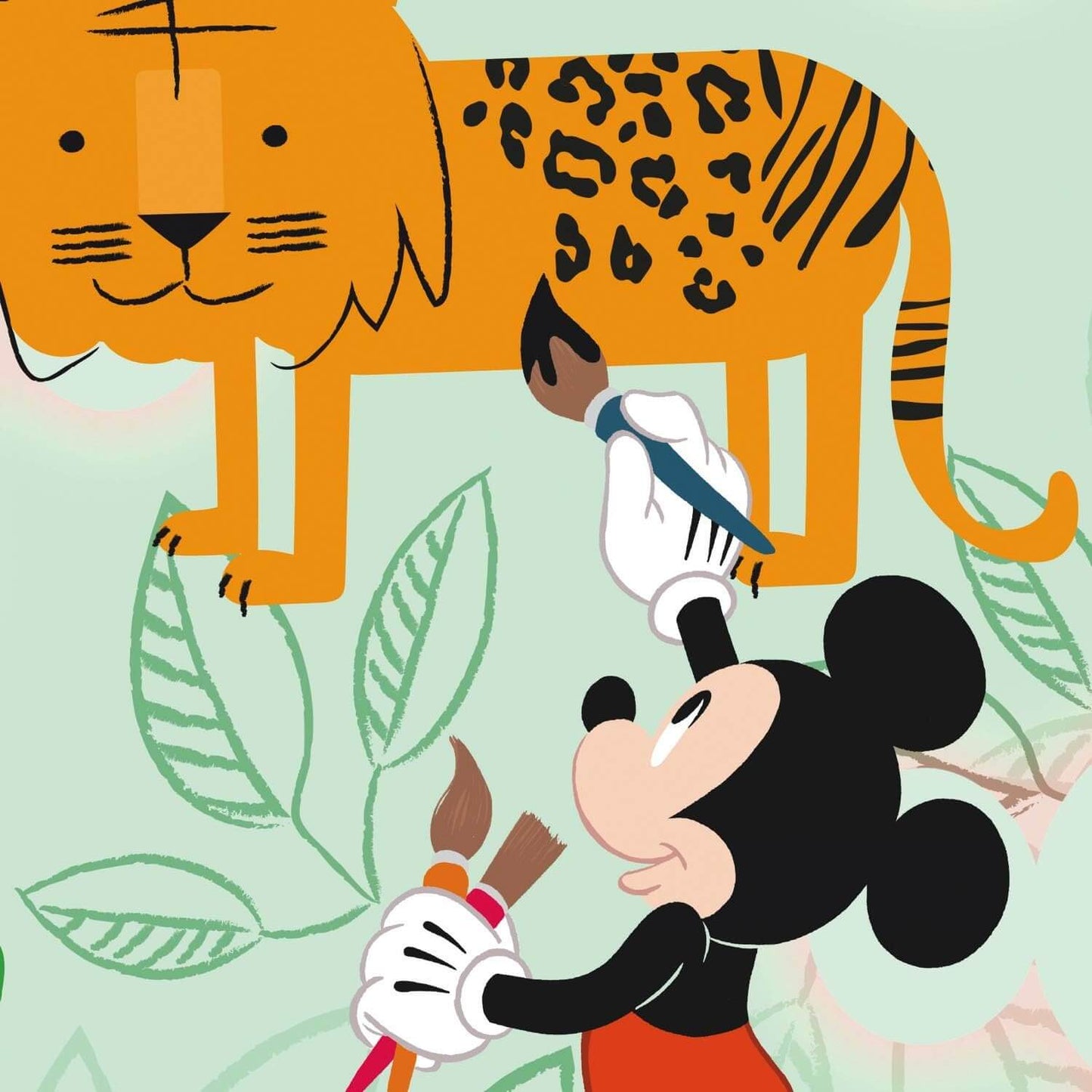 Disney Mickey Mouse Childrens Bedroom Green Pastel Wallpaper 10.05 x 0.53 m