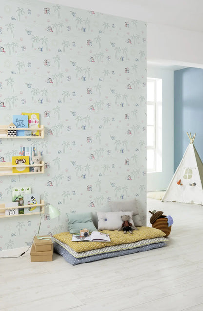 Disney Lilo and Stitch Beach Love Kids Bedroom Wallpaper 10.05 x 0.53 m