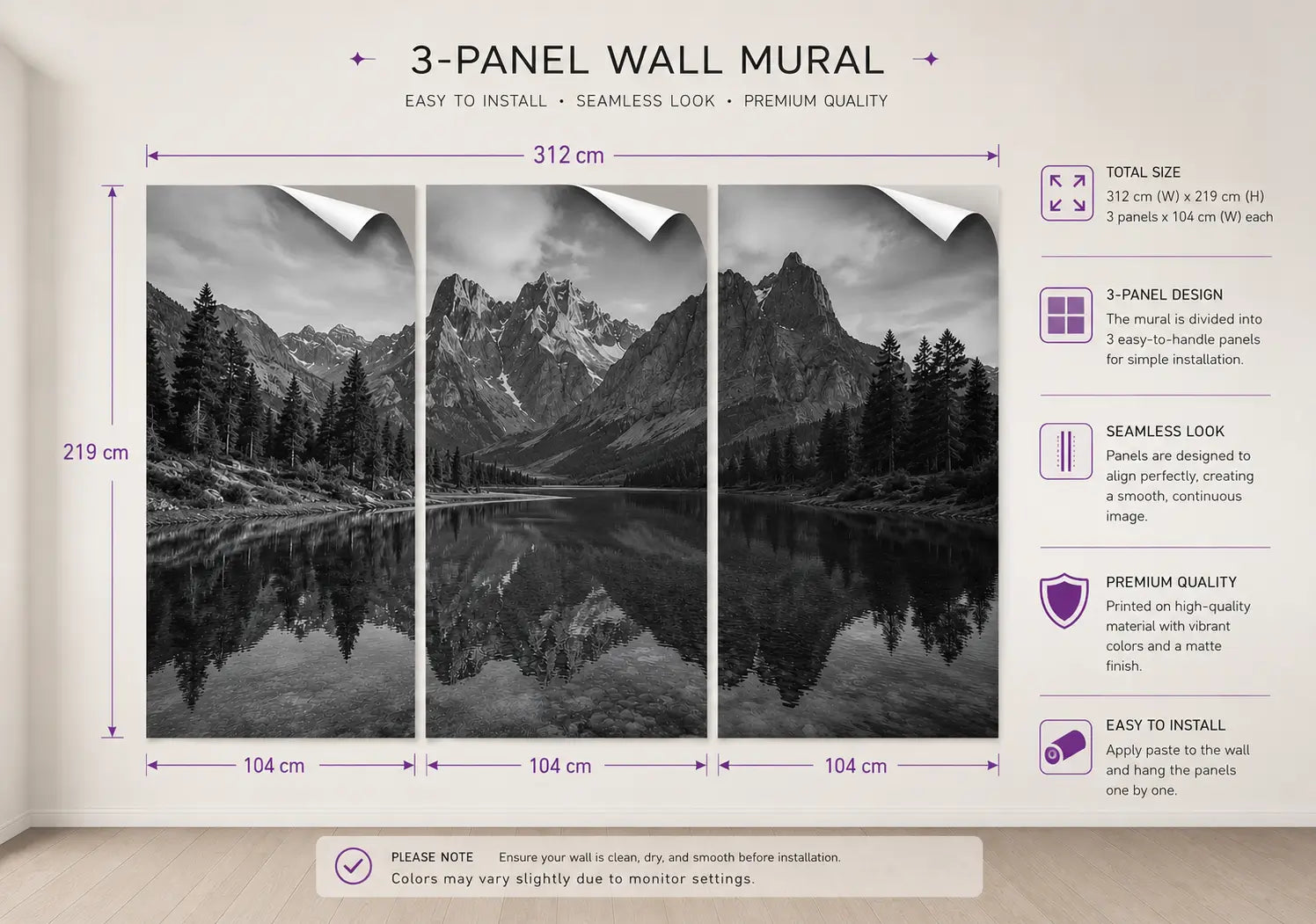 3 panel photo wallpaper