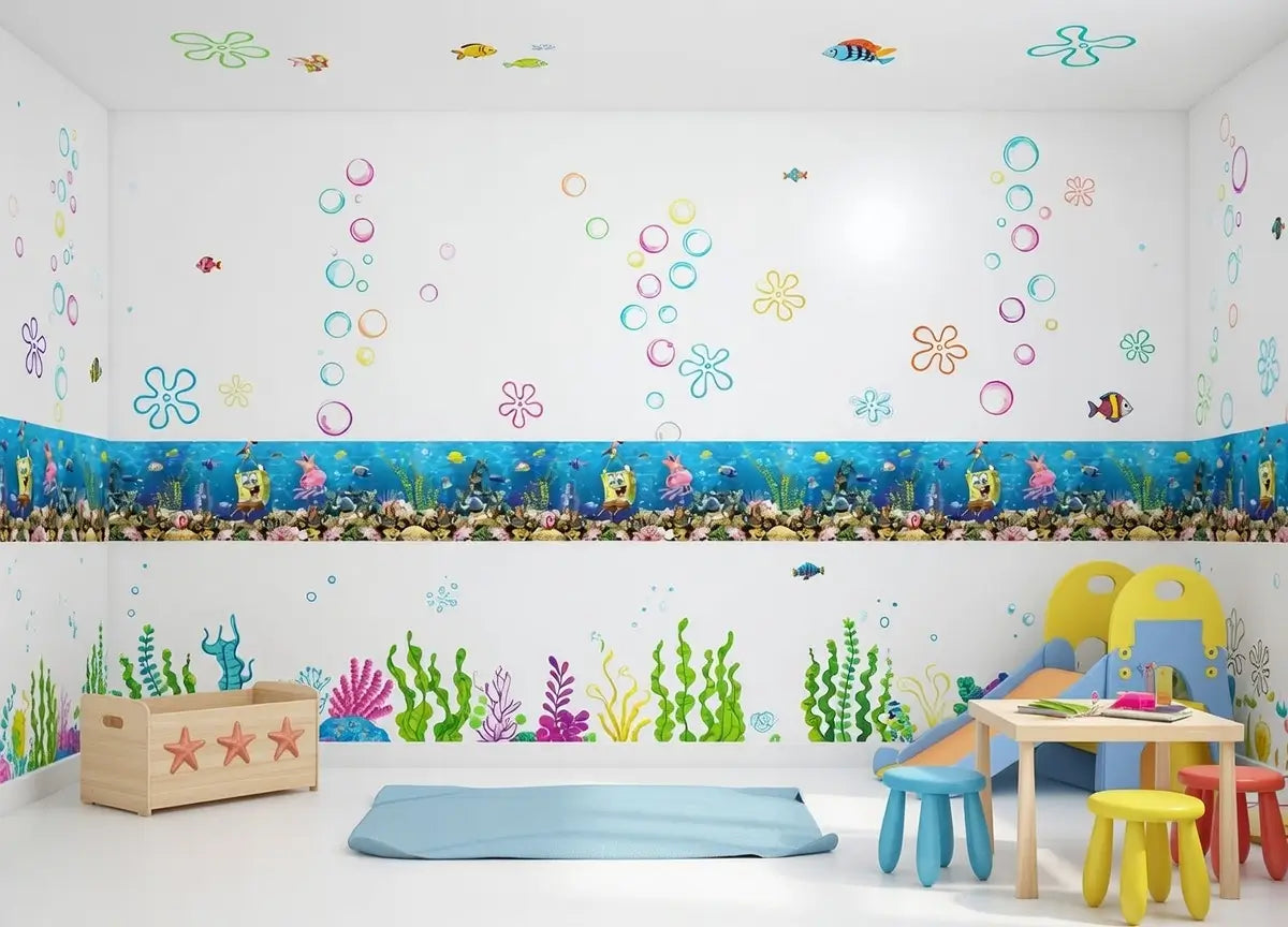 Spongebob underwater-themed wall borderfor kids toom