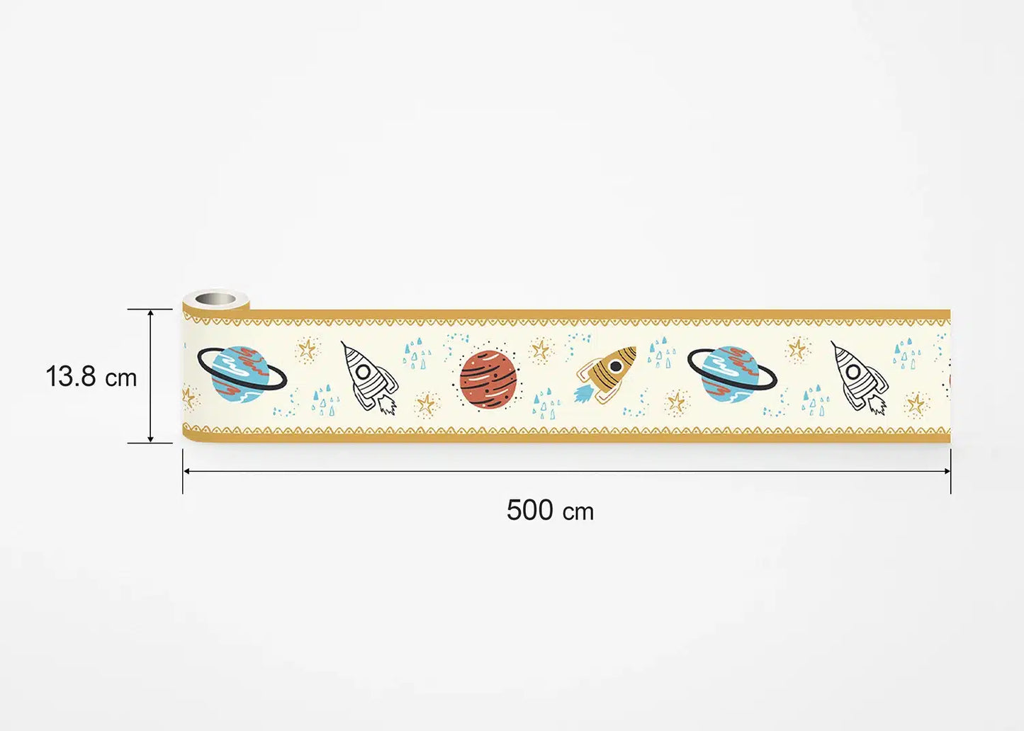Decorative border strip with space-themed illustrations self adhesive children's wall