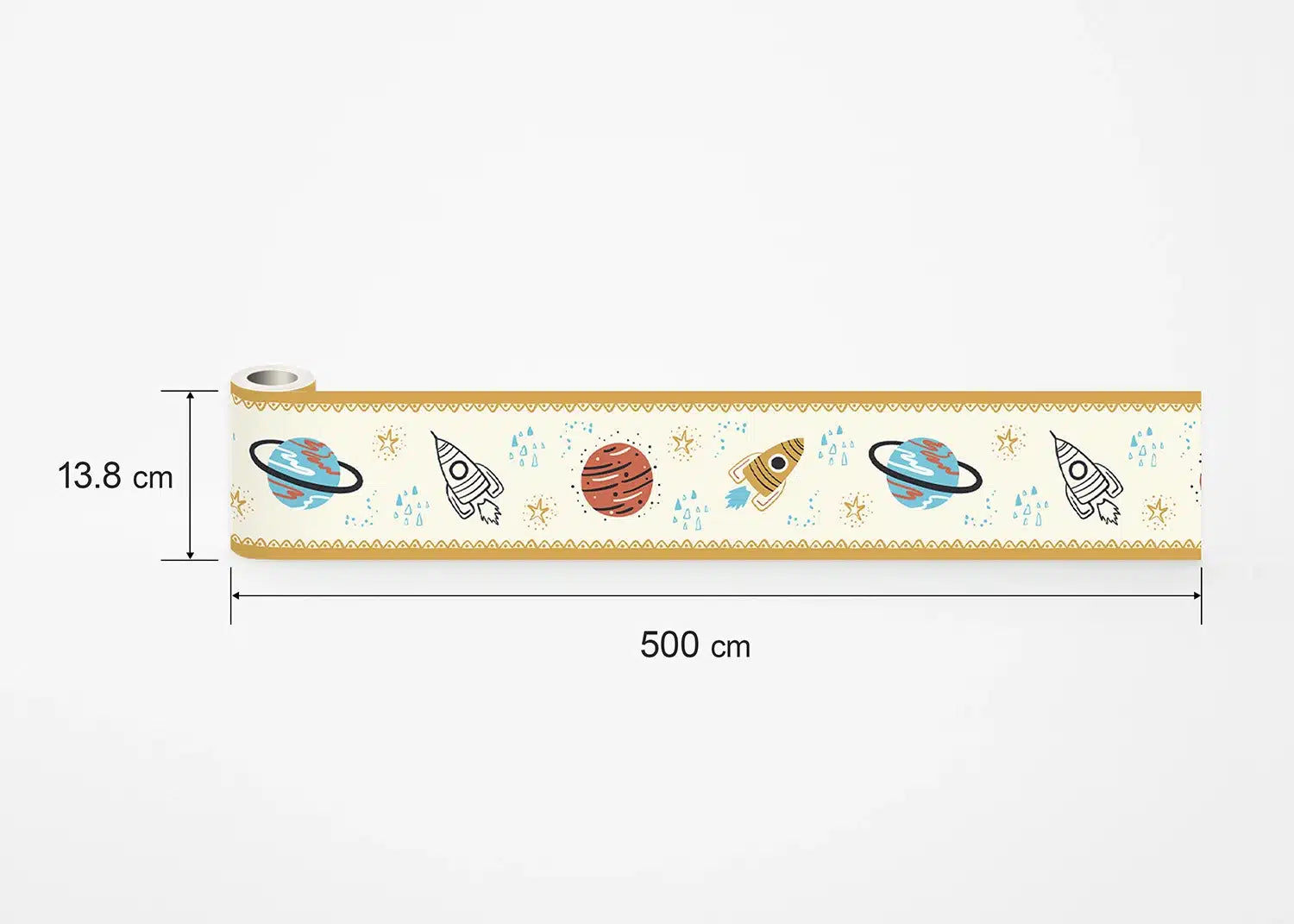 Decorative border strip with space-themed illustrations self adhesive children's wall