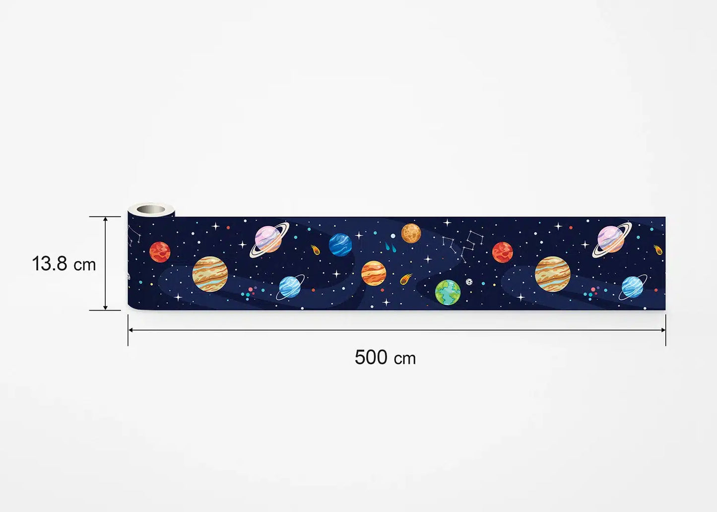 Children's room with space-themed wallpaper borders
