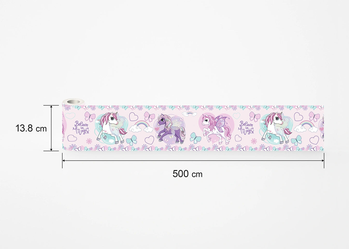 Unicorn Girl Bedroom Self-Adhesive Wallpaper Wall Border Roll (H x W) 0.138m x 5m