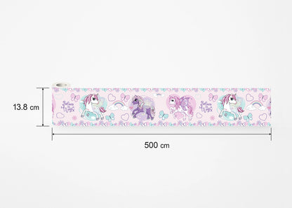 Unicorn Girl Bedroom Self-Adhesive Wallpaper Wall Border Roll (H x W) 0.138m x 5m