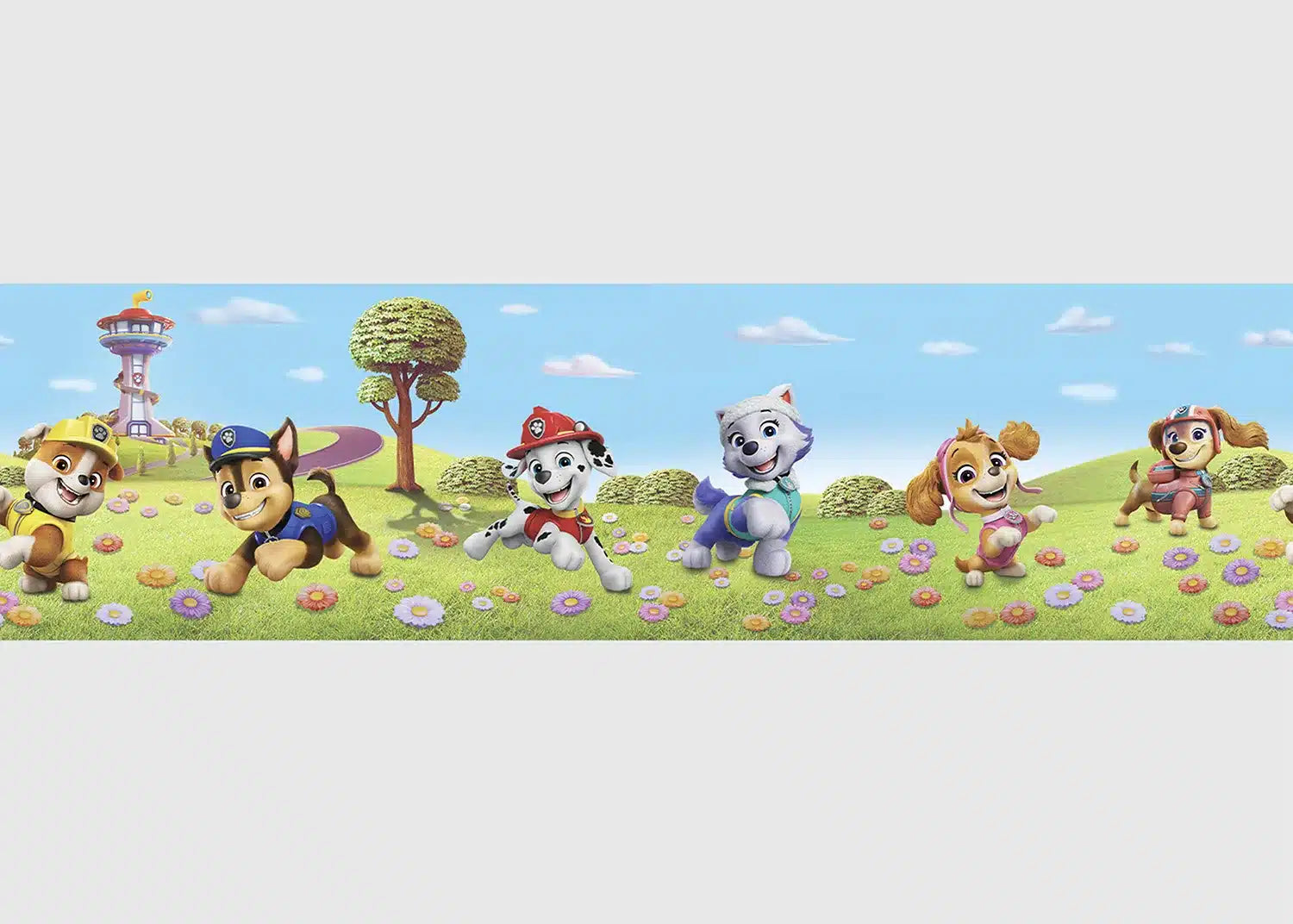 Paw Patrol Field of Flowers Self-Adhesive Wallpaper Wall Border PAW Patrol