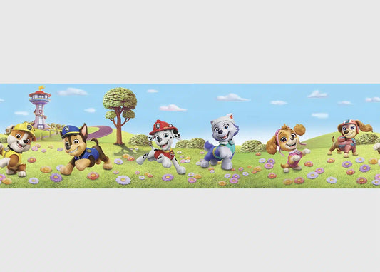Paw Patrol Field of Flowers Self-Adhesive Wallpaper Wall Border PAW Patrol