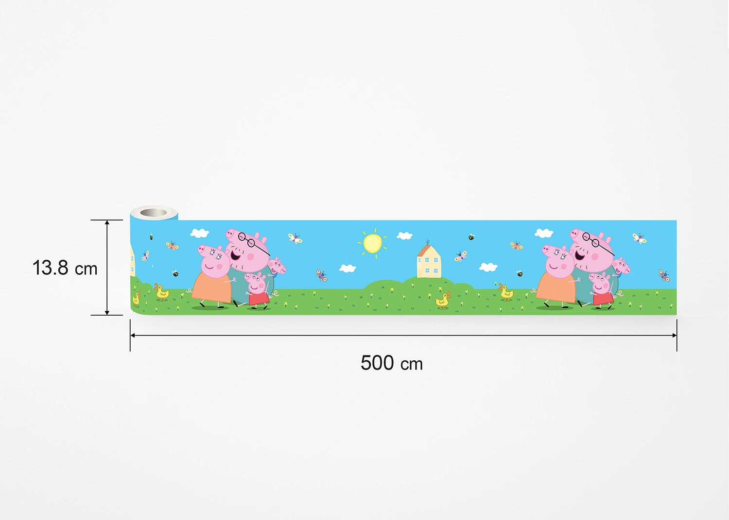 Cartoon character wallpaper border with Peppa Pig and George