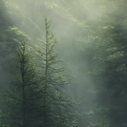 Forest Misty Tree Crowns Living Room Botanical Non-woven photo wallpaper  350 cm x 250 cm | 137" x 98"