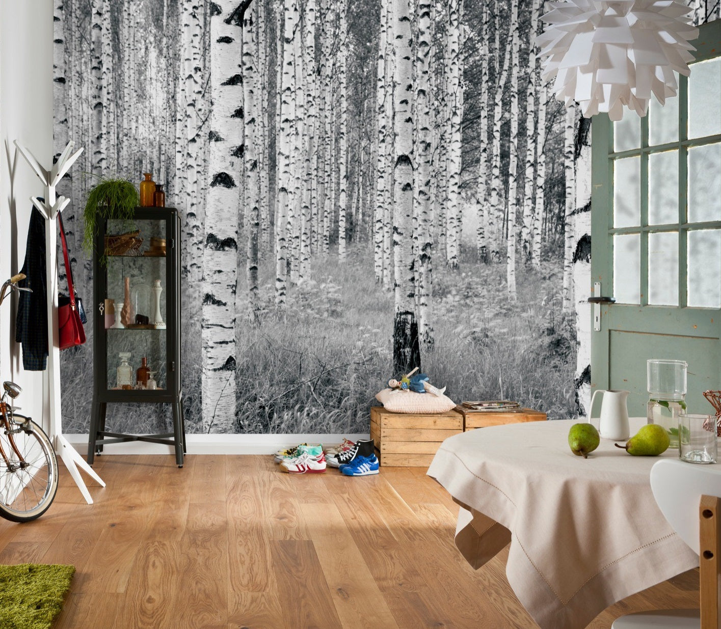 Black and White Trees Forest Nature Non-Woven Wall Mural  (W x H) 368cm x 248cm (144" x 98")