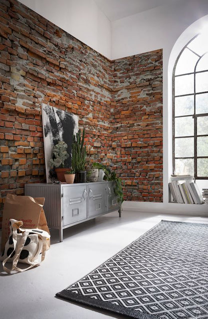 Red Brick Wall Brick Non-Woven Wall Mural  (W x H) 368cm x 248cm (144" x 98")