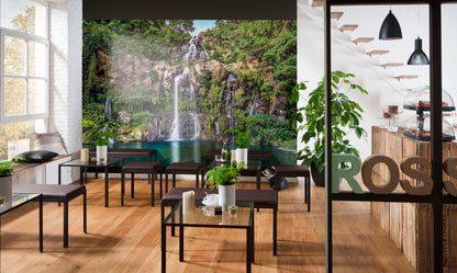 Waterfall in the Rainforest Jungle Nature Non-Woven Wall Mural  (W x H) 368cm x 248cm (144" x 98")
