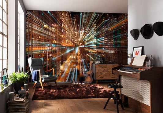 Fusion Effect City Night Lights All the Rest Non-Woven Wall Mural  (W x H) 368cm x 248cm (144" x 98")