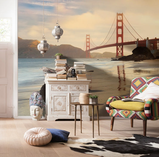 Golden Gate Bridge View Architecture Non-Woven Wall Mural  (W x H) 368cm x 248cm (144" x 98")