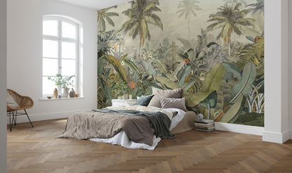 Amazonia Green Botanical Bedroom Botanical Non-woven photo wallpaper  (W x H) 368cm x 248cm (144" x 98")