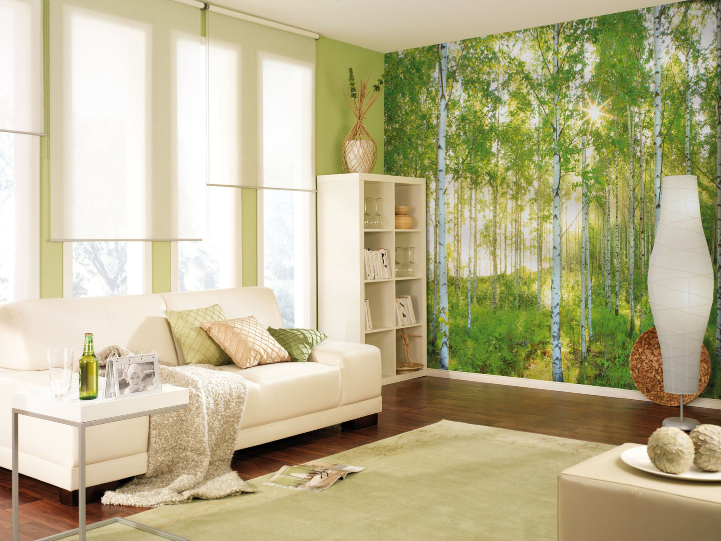 Green Summer Forest Nature Non-Woven Wall Mural  (W x H) 368cm x 248cm (144" x 98")