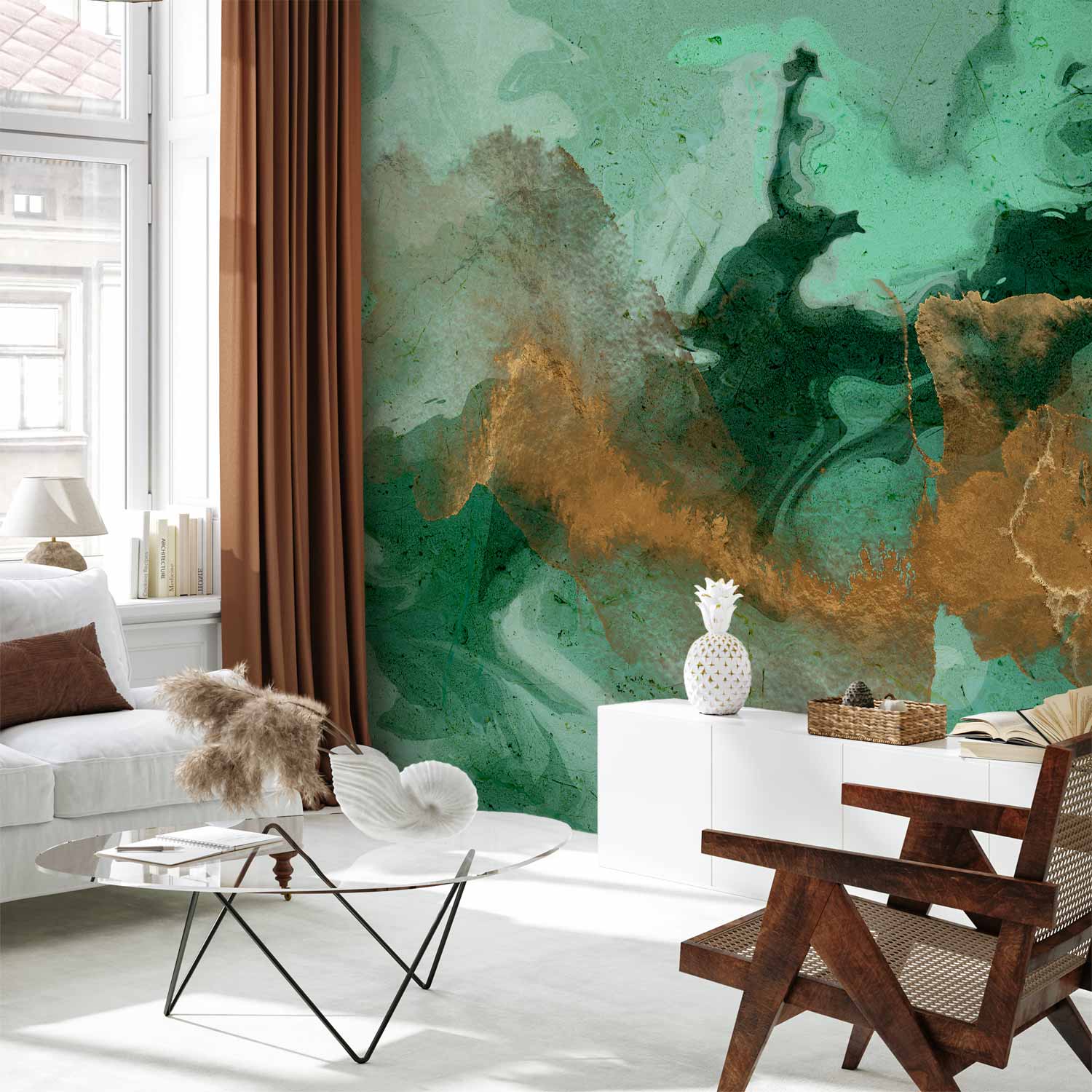 Malachite Natural Stone Imitation Non-woven Photo Wallpaper a-A-0804-a-a