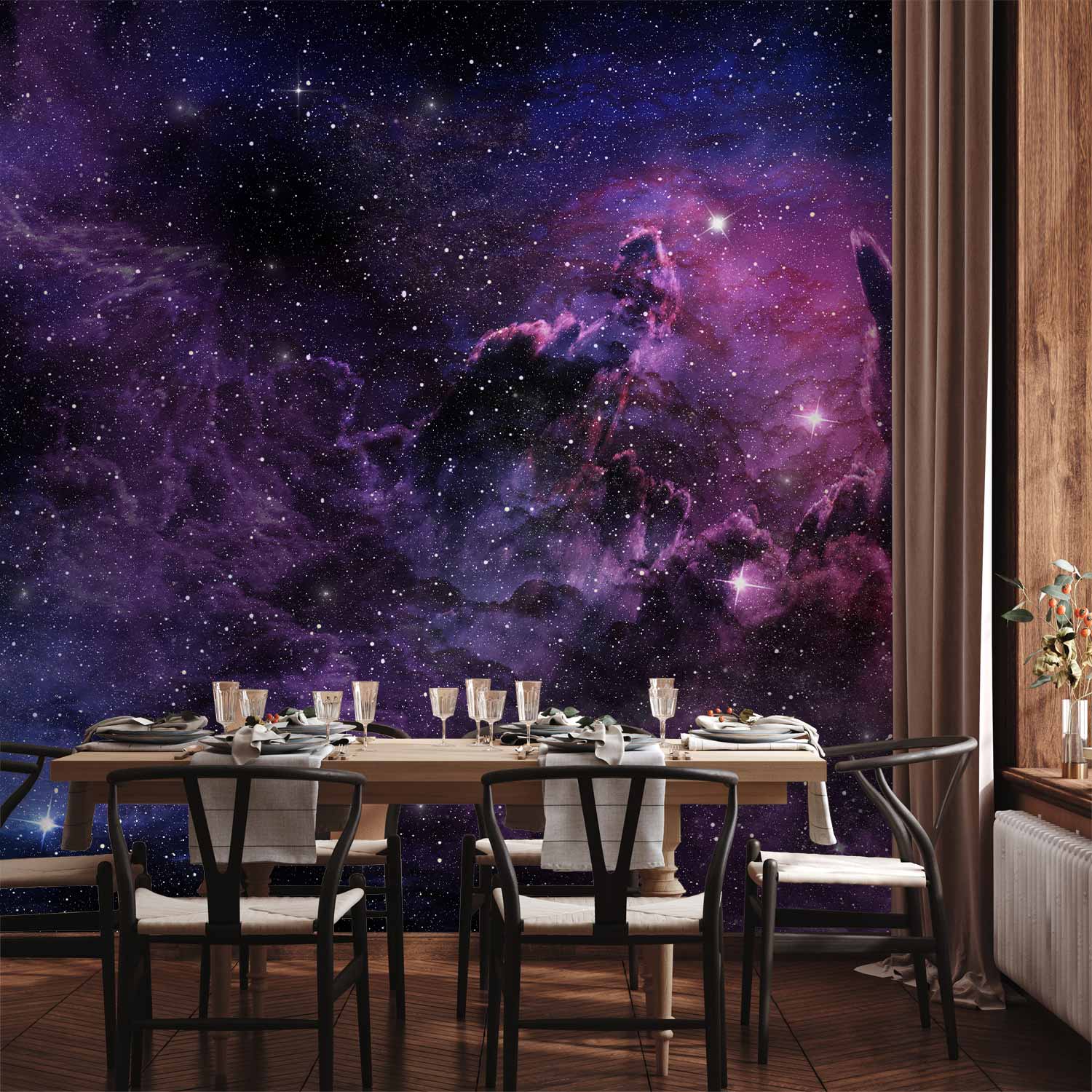 Cosmos Purple Nebula Non-woven Photo Wallpaper a-C-0022-a-a