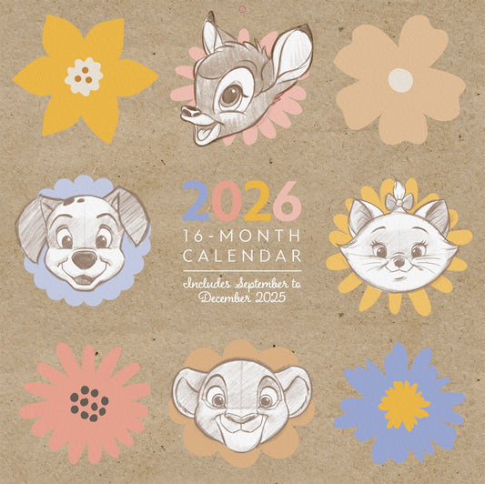 Disney Classics Animals (ARTIST SERIES) 2026 SQUARE Calendar Disney