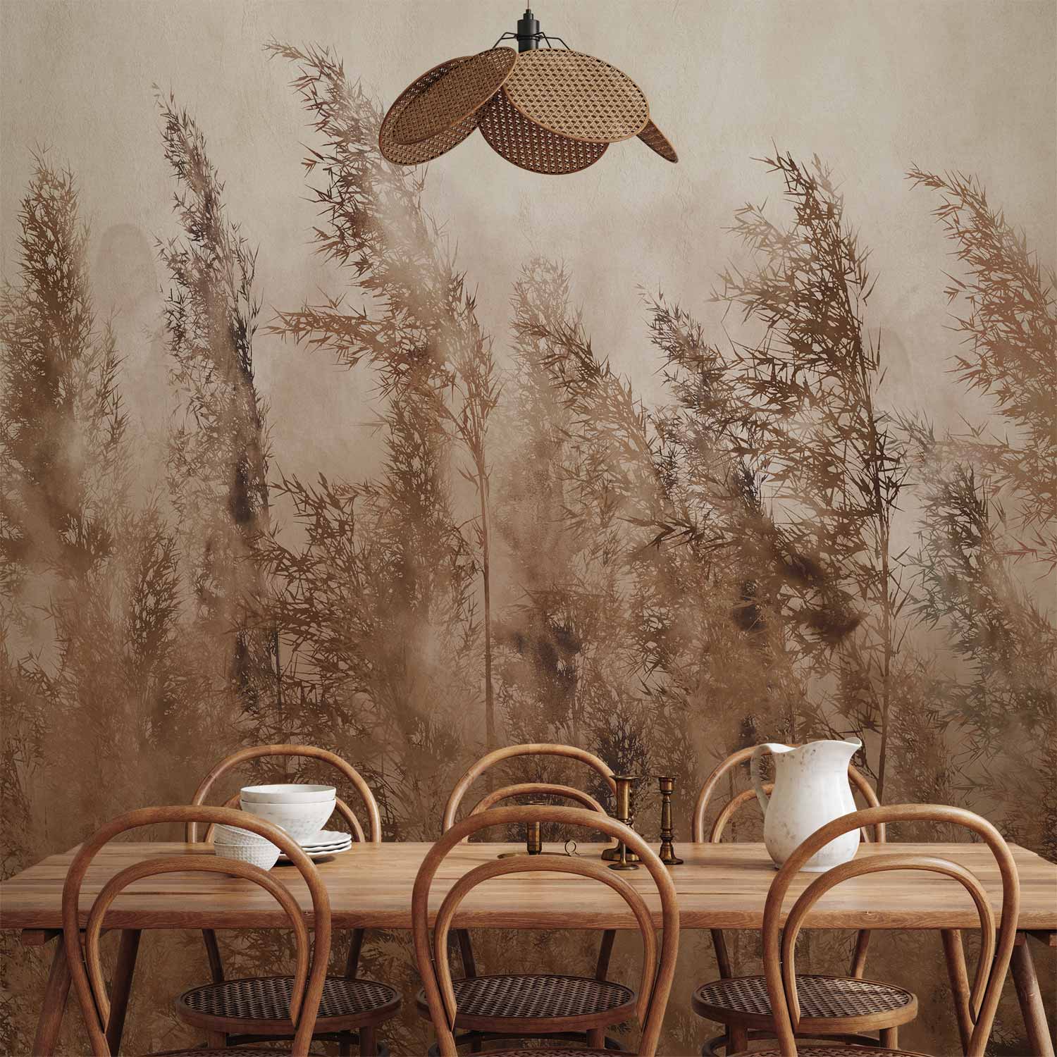 Tall Grasses Brown Non-woven Photo Wallpaper b-A-0724-a-b