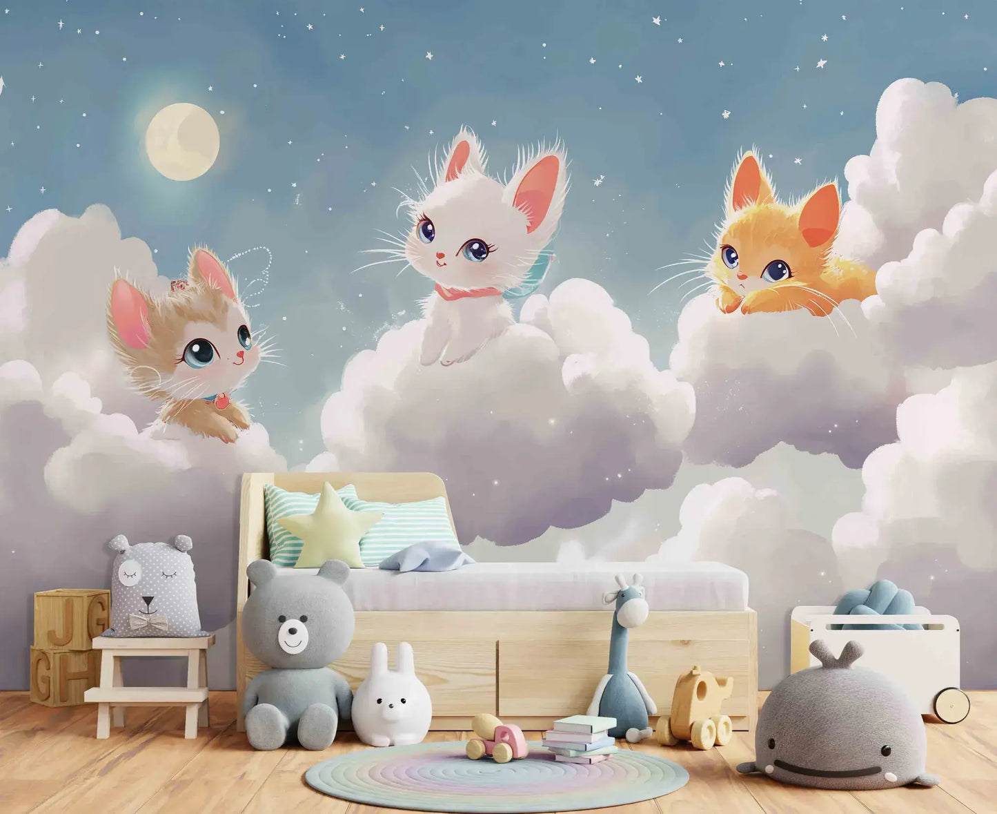 Cute Dream Kittens Non-woven Photo Wallpaper ForWall
