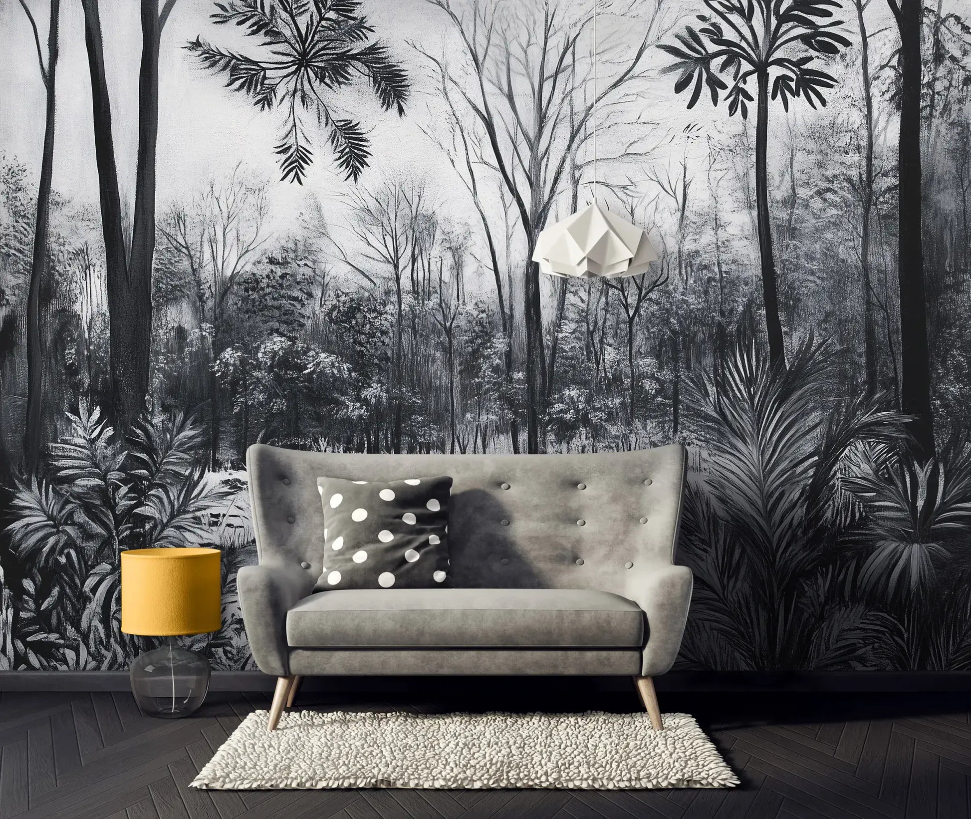 Black and White Jungle Lounge Non-woven Photo Wallpaper ForWall