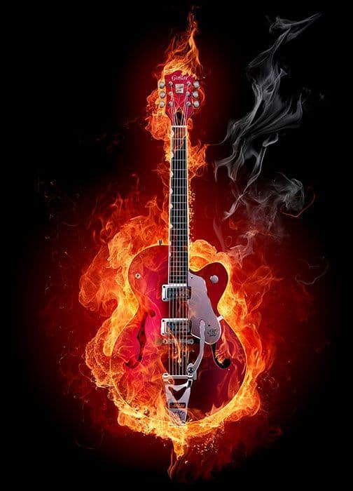 Burning red guitar Photo Wallpaper Nice Wall