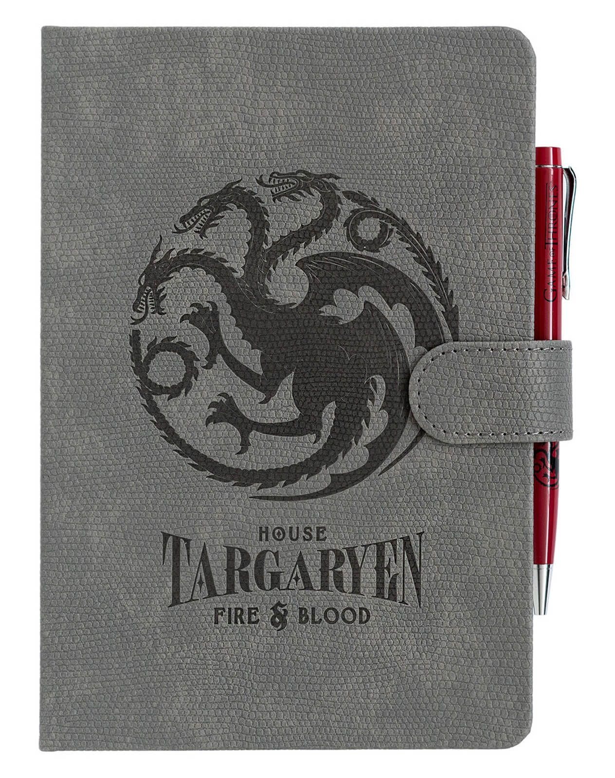 Game of Thrones House Targaryen A5 Pen and Dotted Leather Journal Notebook 